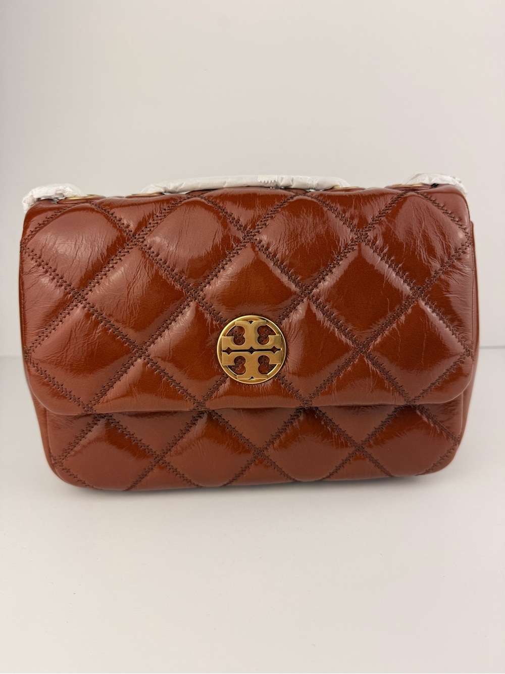 Tory Burch Willa Shine Small Quilted Shoulder Bag Java $645 - Picture 5 of 16